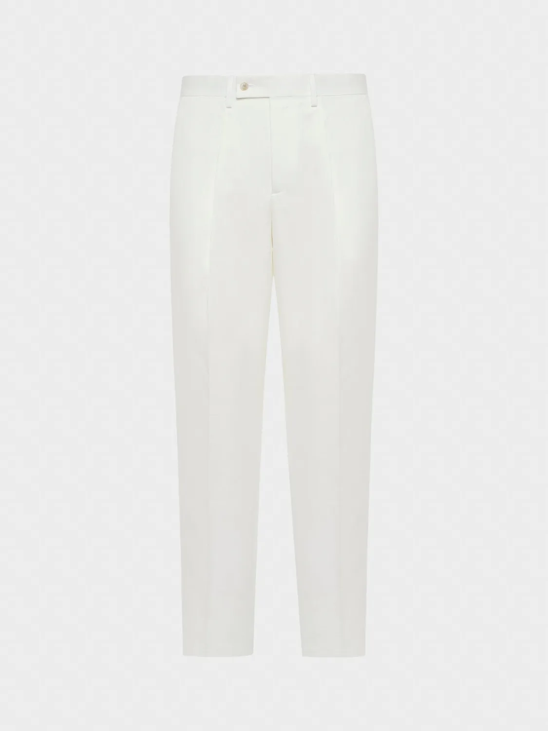 Caruso Pantalone Cotone Lino Seta Bianco Piega