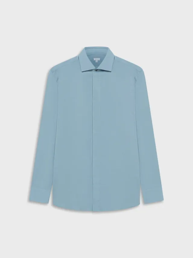 Caruso Camicia Slim in Cotone Verde Collo Francese