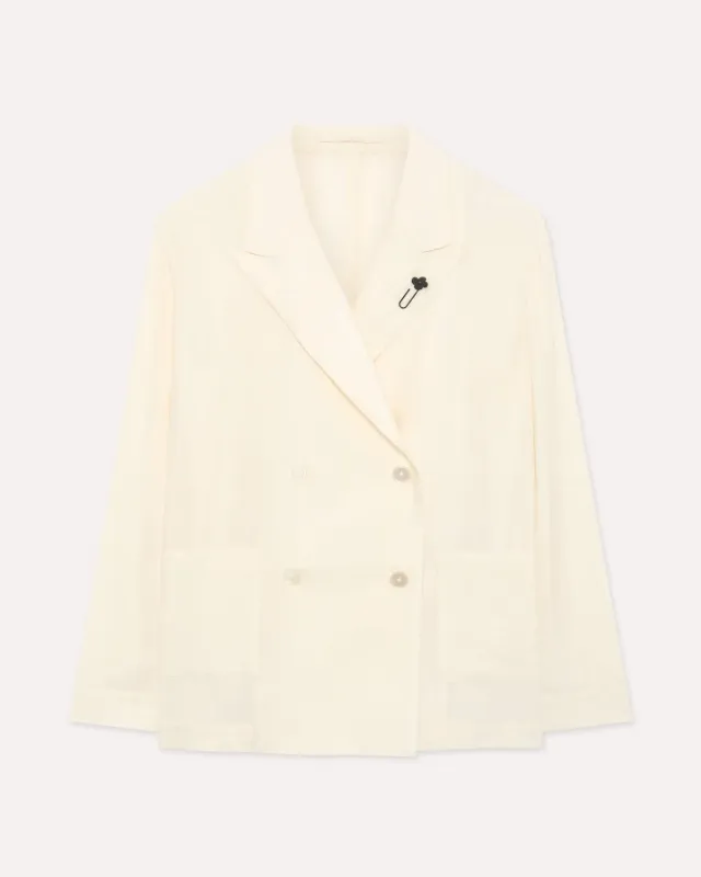 Lardini blazer donna doppiopetto viscosa panna decostruito