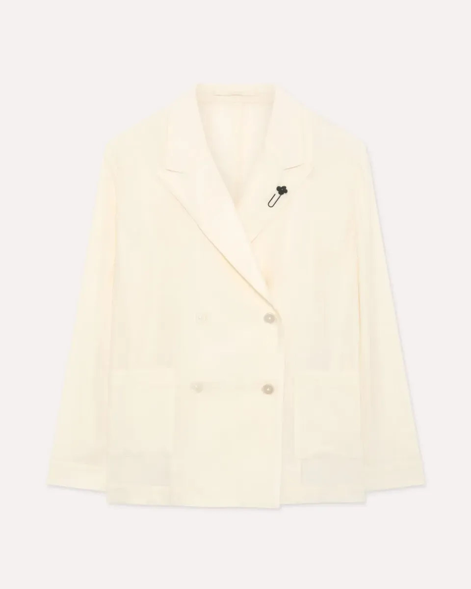 Lardini blazer donna doppiopetto viscosa panna decostruito