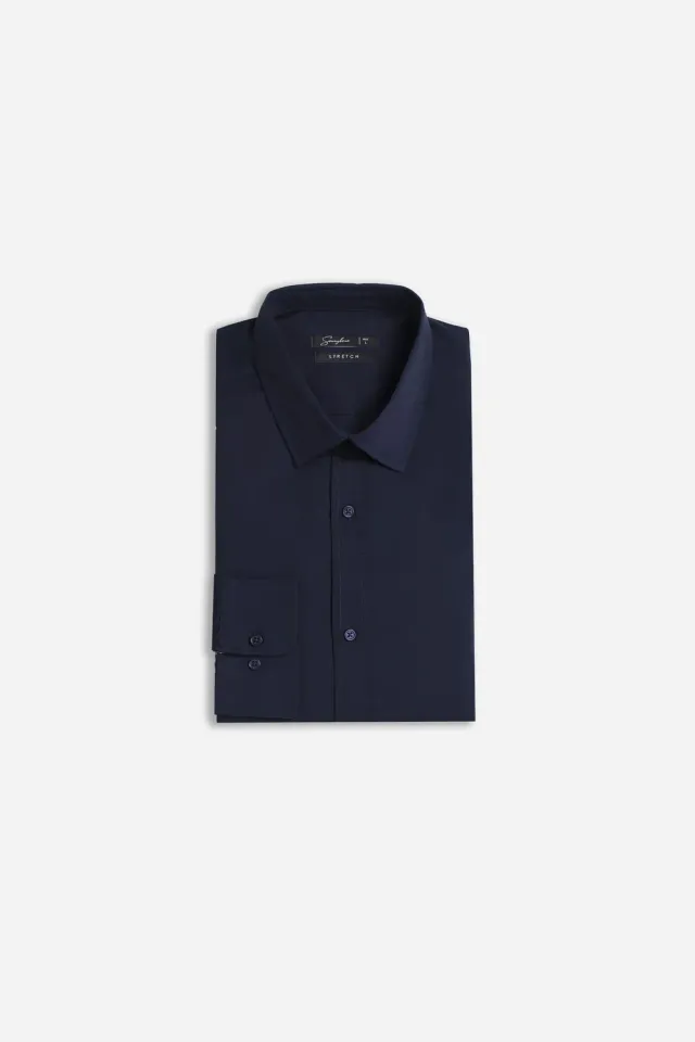 Sonny Bono Basic Stretch Camicia Blu Cotone Elasticizzato