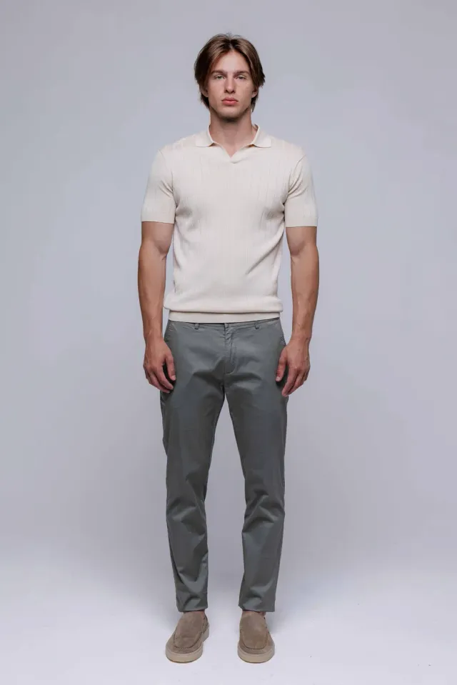Alain Delon polo maglia beige senza bottoni M