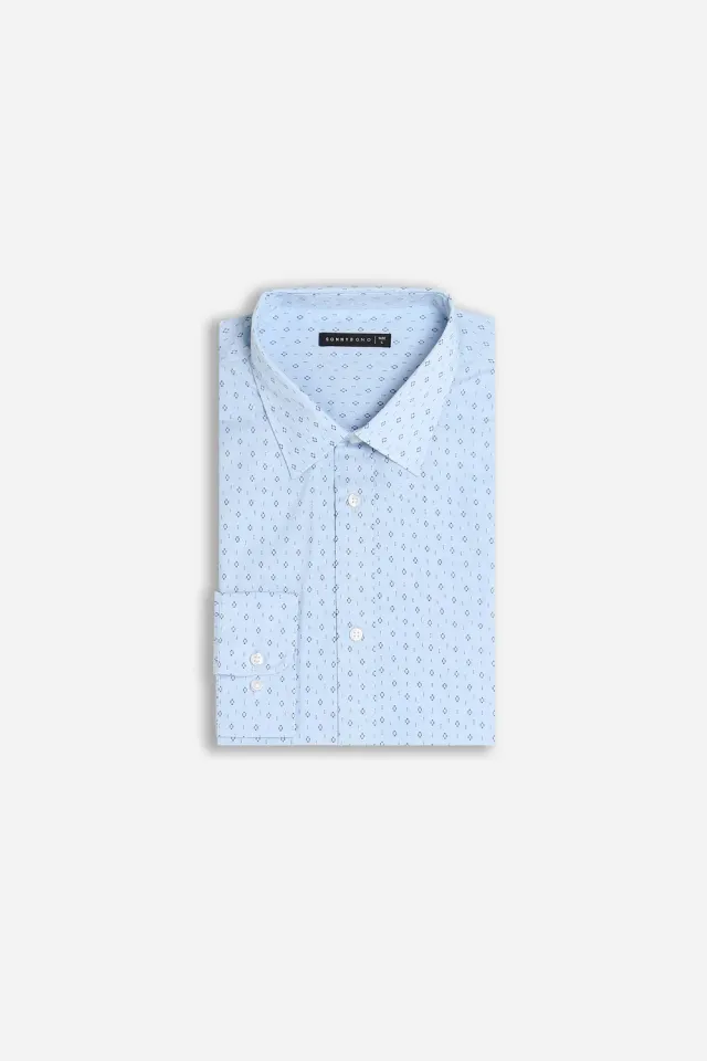 Sonny Bono camicia microfantasia celeste poliestere