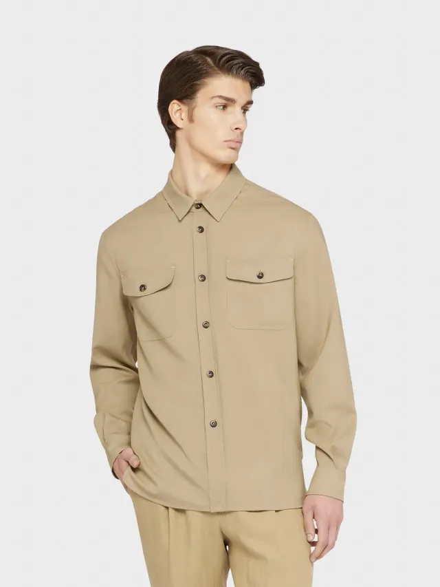 Caruso Aida overshirt Houdini lana sabbia