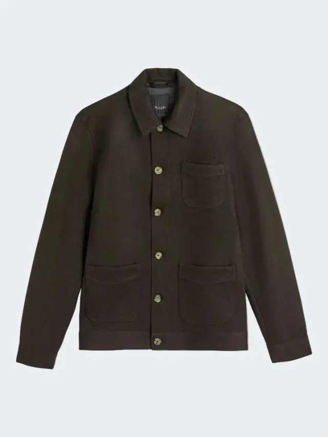 Sand Menswear 6029 Asher overshirt merino marrone scuro