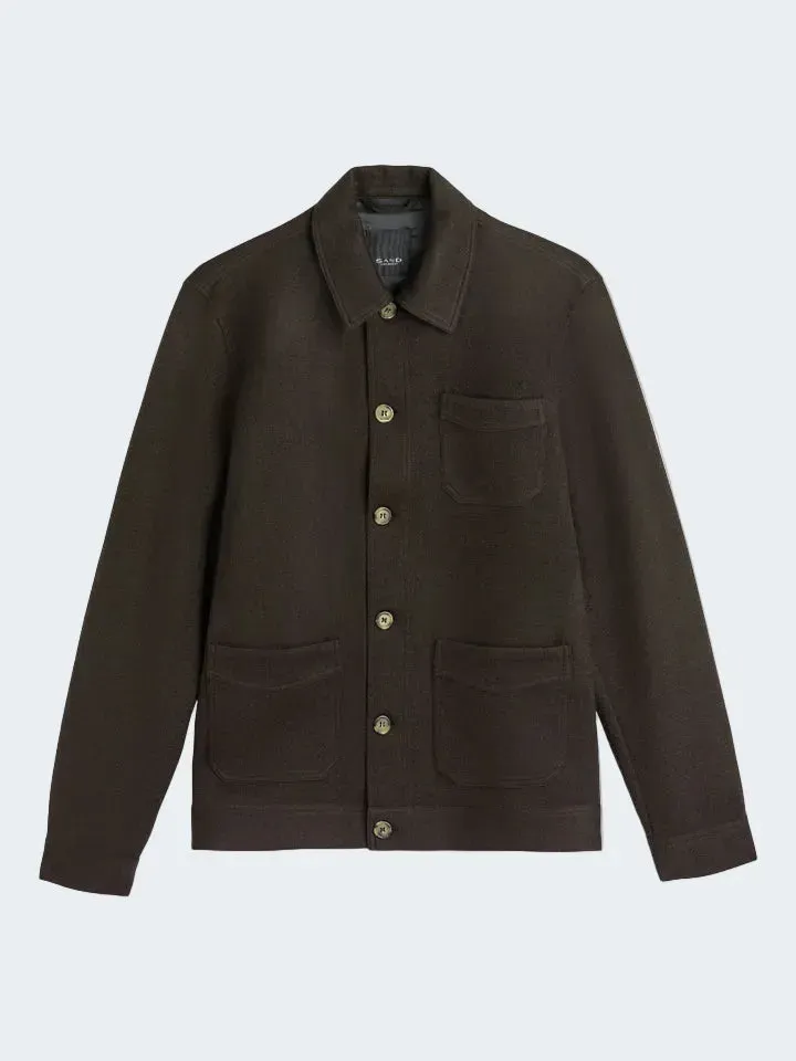 Sand Menswear 6029 Asher overshirt merino marrone scuro