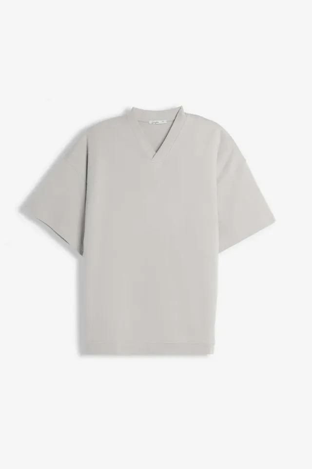 Sonny Bono t-shirt scollo V over fit grigio