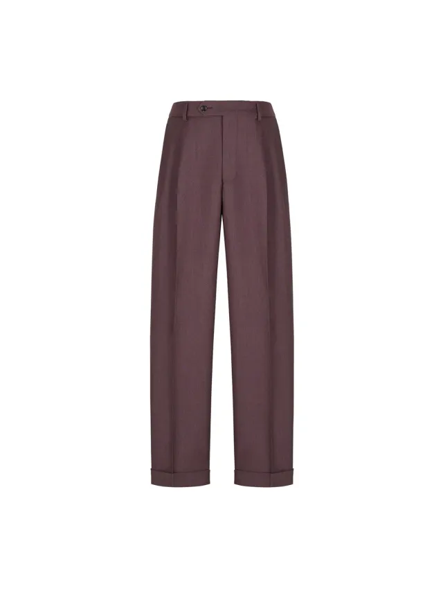 Paoloni Pantalone Doppia Pinces Flanella Rosso stretch