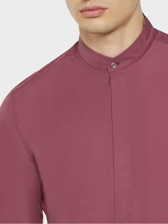 Caruso Butterfly camicia coreana cotone bordeaux