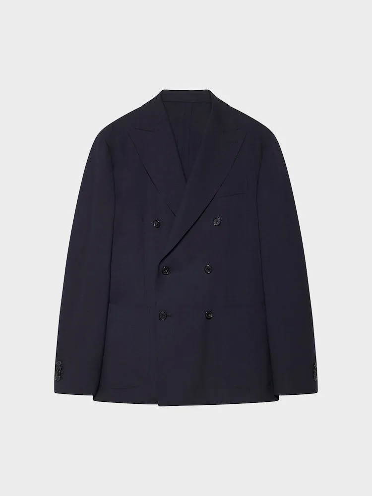 Caruso Butterfly giacca doppiopetto lana blu navy