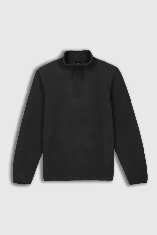 Sonny Bono Felpa Mezza Zip Pile Nero 100% Poliestere