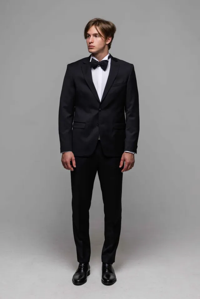 Alain Delon abito nero lana Super 130s slim fit XL