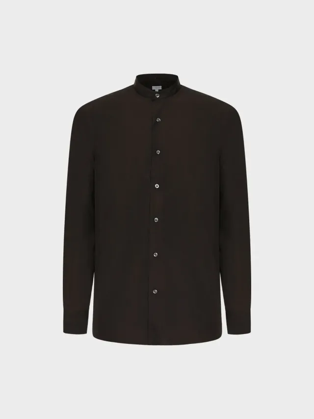 Caruso camicia coreana cotone marrone