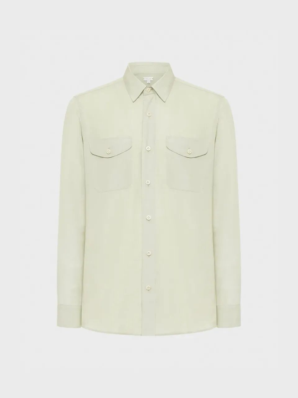 Caruso Camicia Tencel Verde Salvia Doppio Polsino