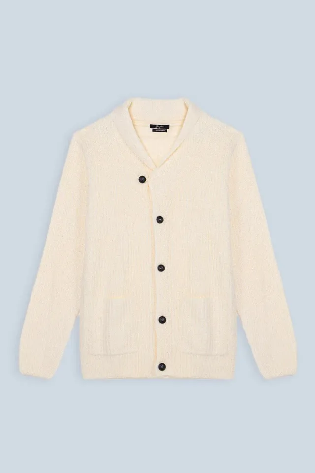 Sonny Bono cardigan collo sciallato panna con bottoni
