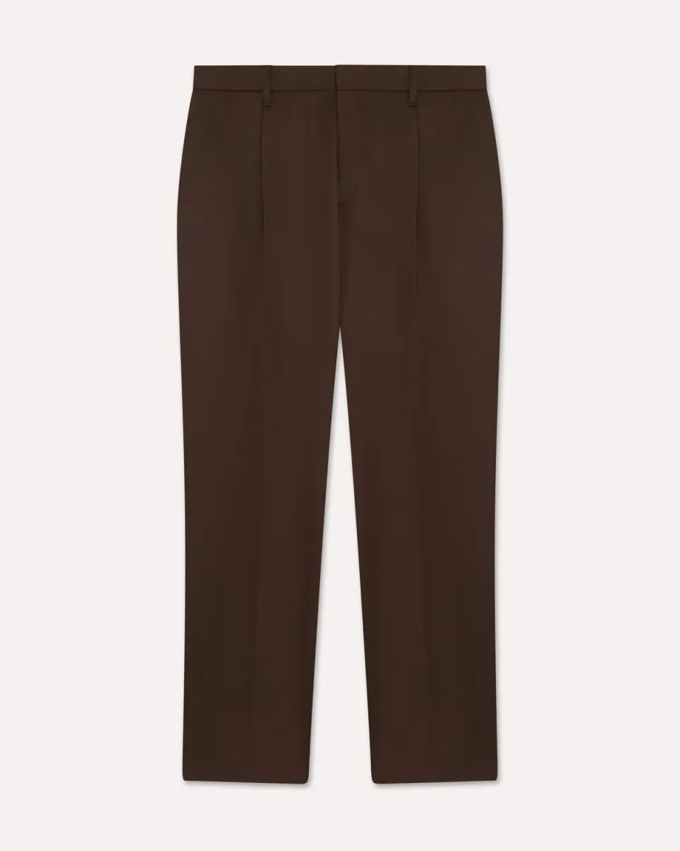 Lardini pantalone piega marrone gabardina lana
