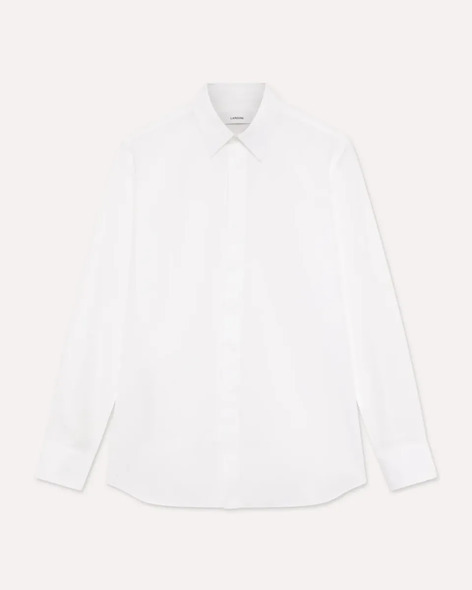 Lardini Soirée Camicia Popeline Cotone Bianca Gemelli