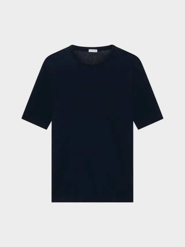 Caruso Butterfly maglia maniche corte blu navy cotone