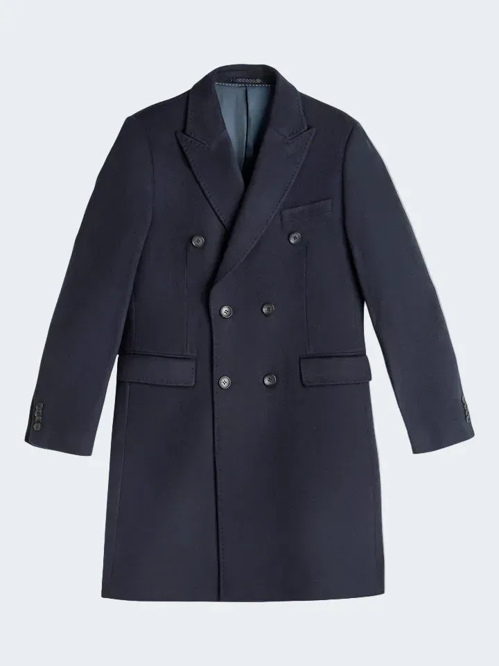 Sand Menswear Sultan DB cappotto cashmere blu navy