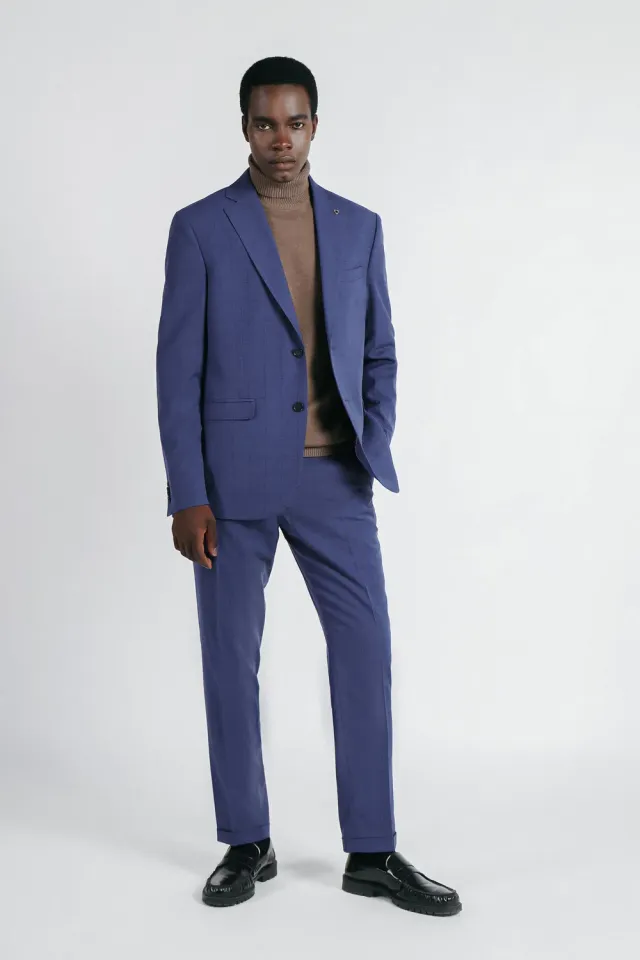 Sonny Bono pantalone abito quadri bluette comfort fit