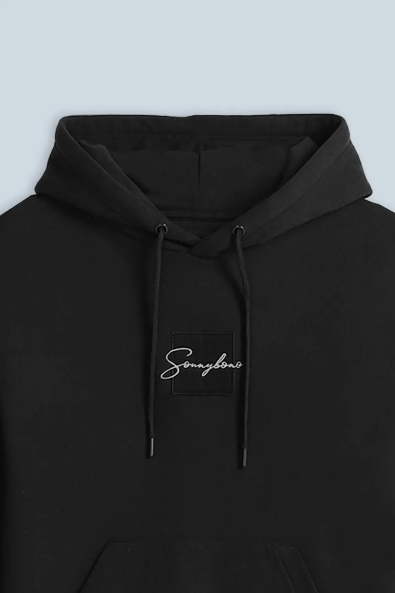 Sonny Bono Comfort Fit felpa cappuccio nero con patch
