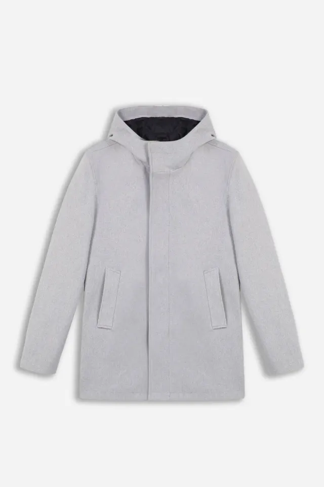 Sonny Bono Cappotto con Cappuccio Grigio Chiaro