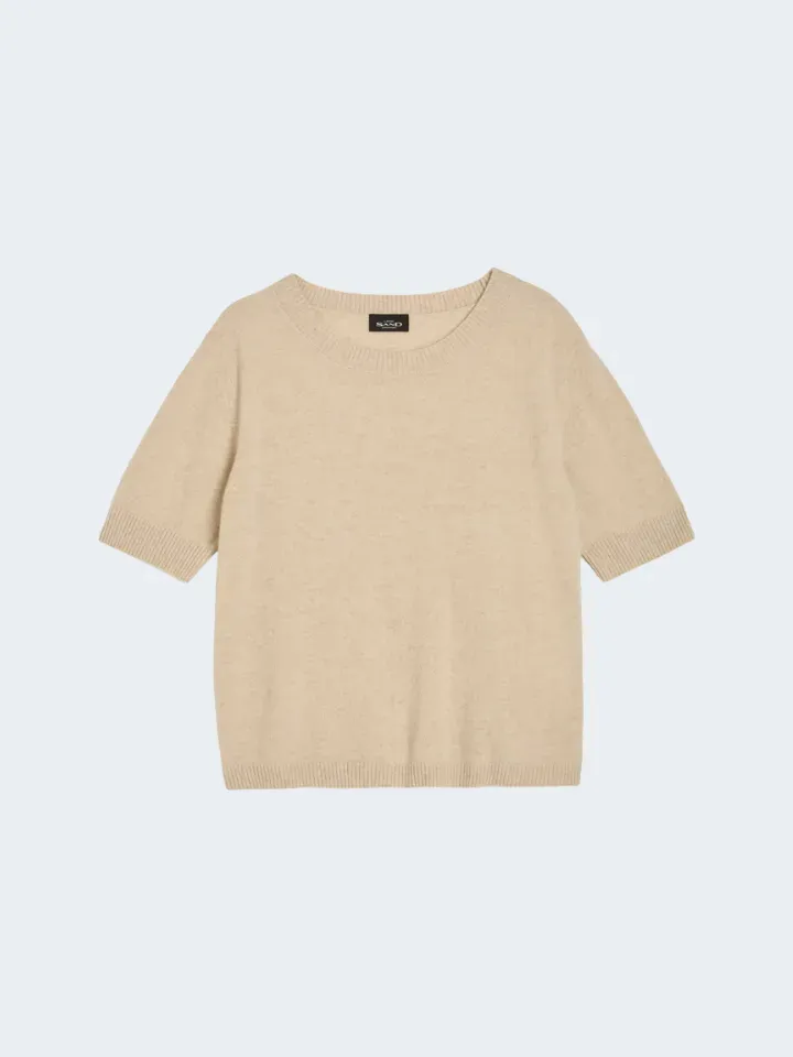 Sand Menswear Delmy maglia cashmere manica corta beige