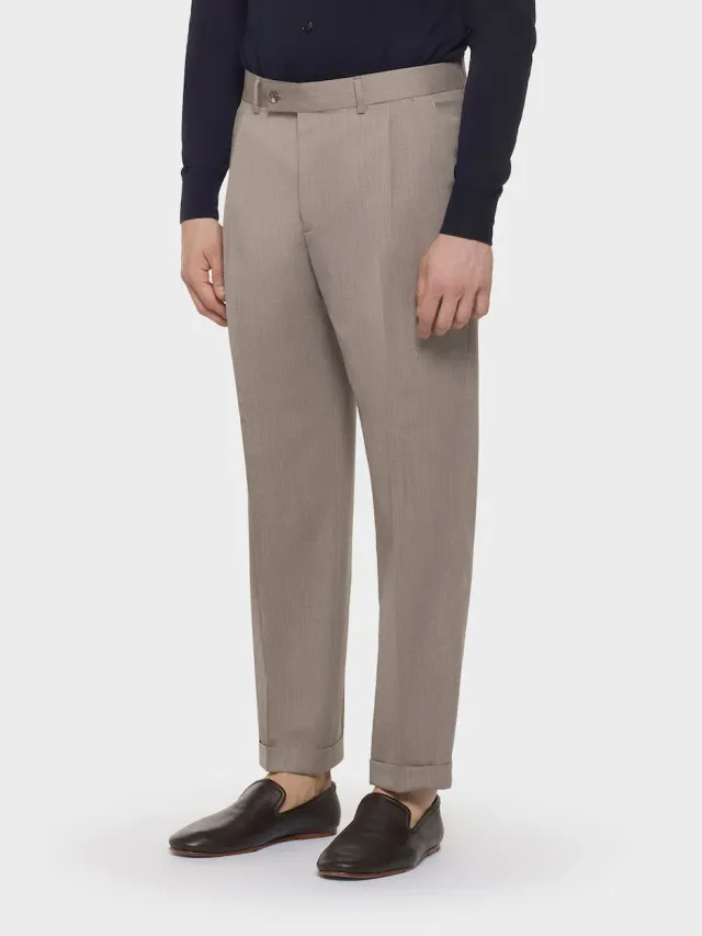 Caruso pantalone flanella lana beige slim fit