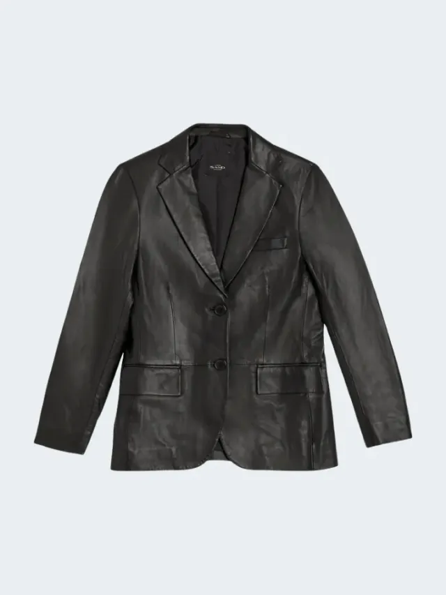 Sand Menswear Rani blazer pelle nera vera