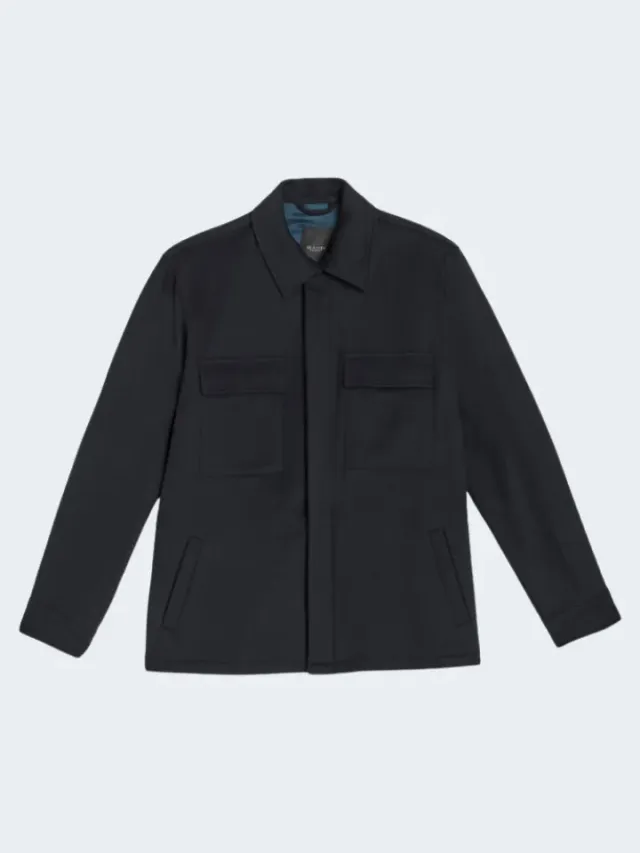 Sand Aiden Pocket overshirt cashmere leggero blu navy