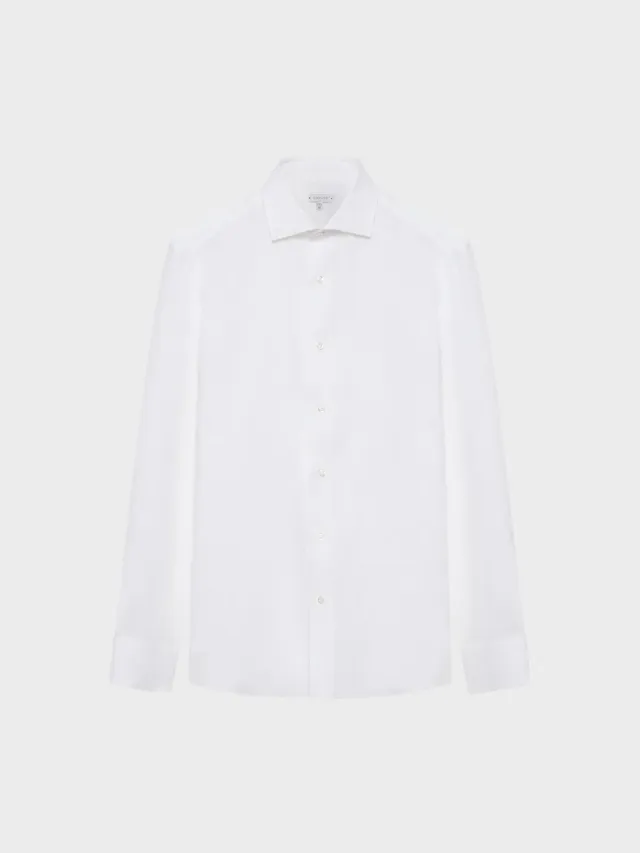 Caruso Butterfly camicia slim bianca lino