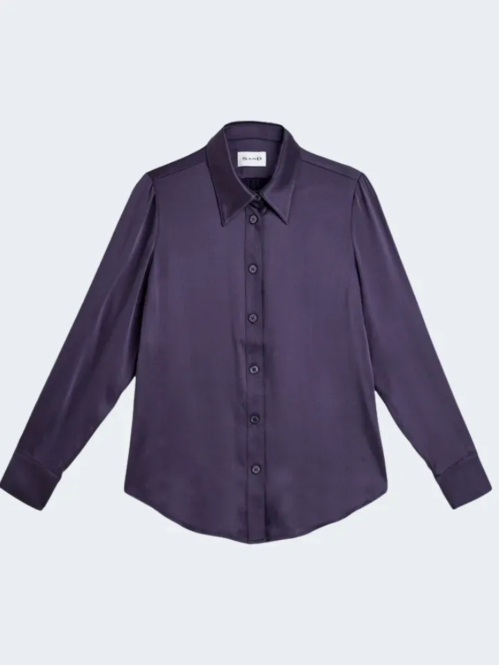 Sand Menswear Matt Latia N 3176 camicia seta viola scuro