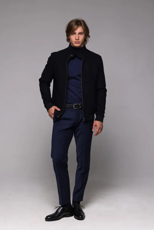 Alain Delon bomber nero lana uomo collo alto offerta