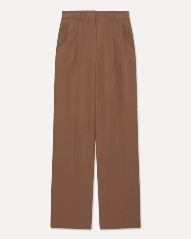 Lardini pantalone marrone lana stretch vita alta