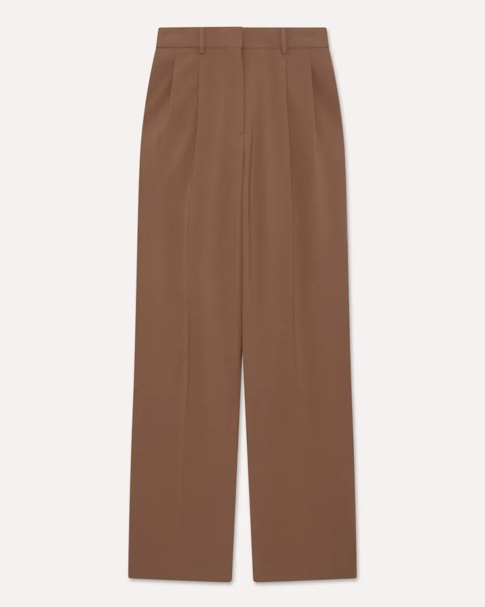 Lardini pantalone marrone lana stretch vita alta