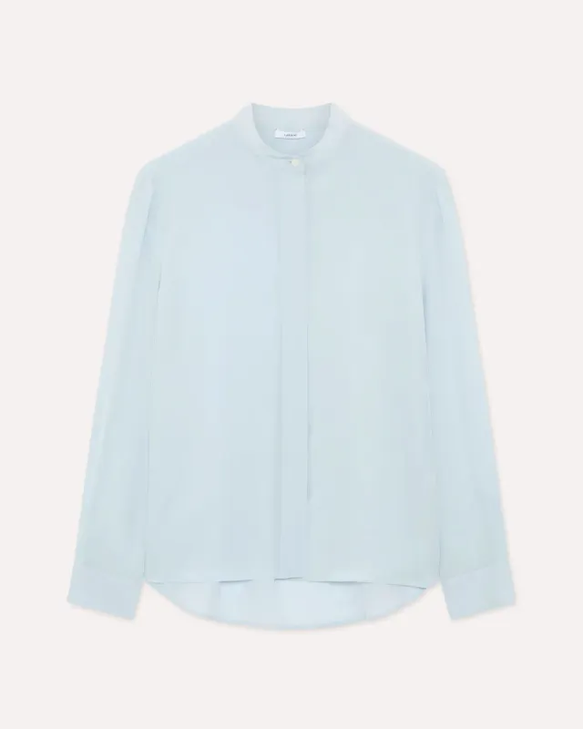 Lardini camicia azzurro chiaro in seta collo coreana