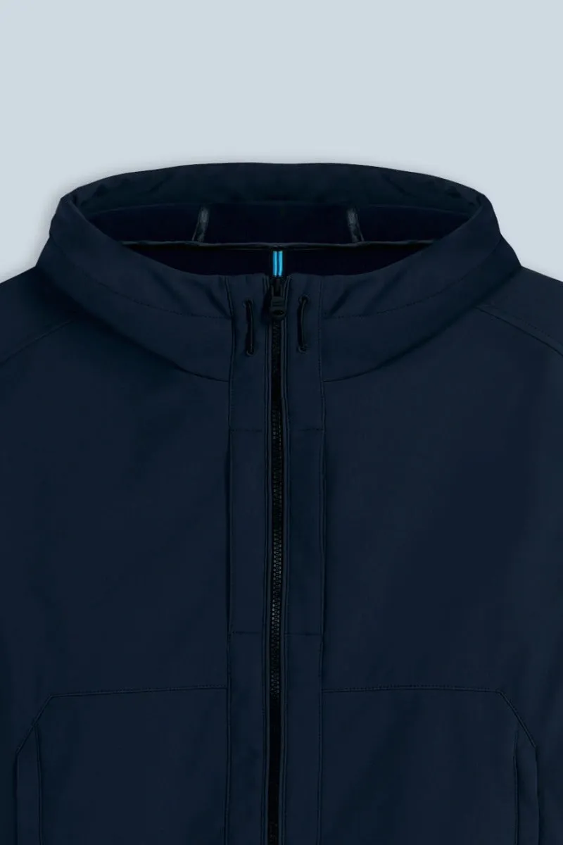 Sonny Bono Giubbotto in Softshell Bleu con Cappuccio