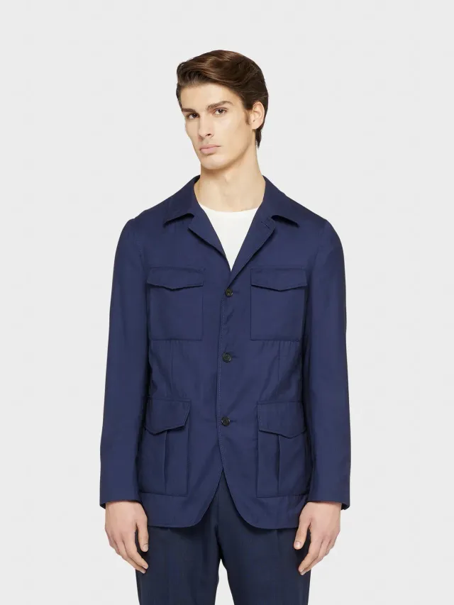 Caruso Nuage sahariana lana seta blu 180's tasche