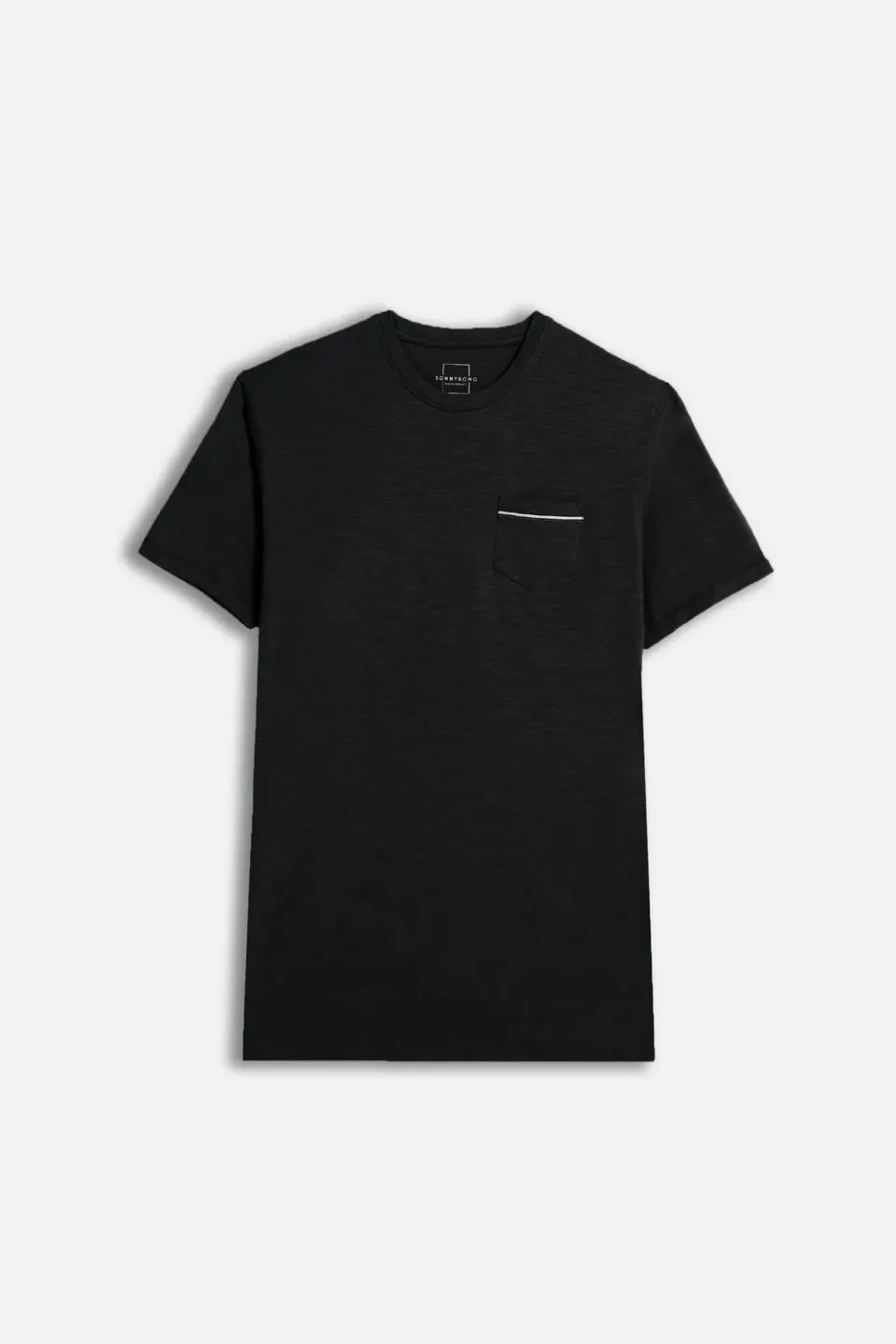 Sonny Bono T-Shirt Slub con Taschino Nera Cotone