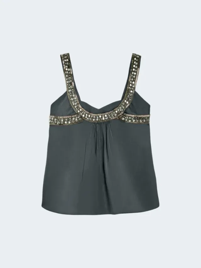 Sand Treasure Jora 3176 Top Seta Grigio Grafite