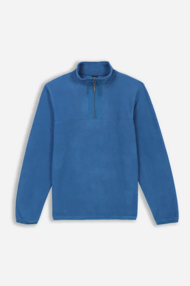 Sonny Bono felpa mezza zip pile color petrolio