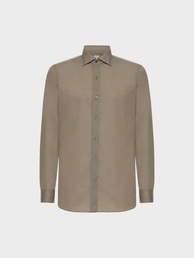 Caruso Butterfly camicia slim cotone sabbia madreperla