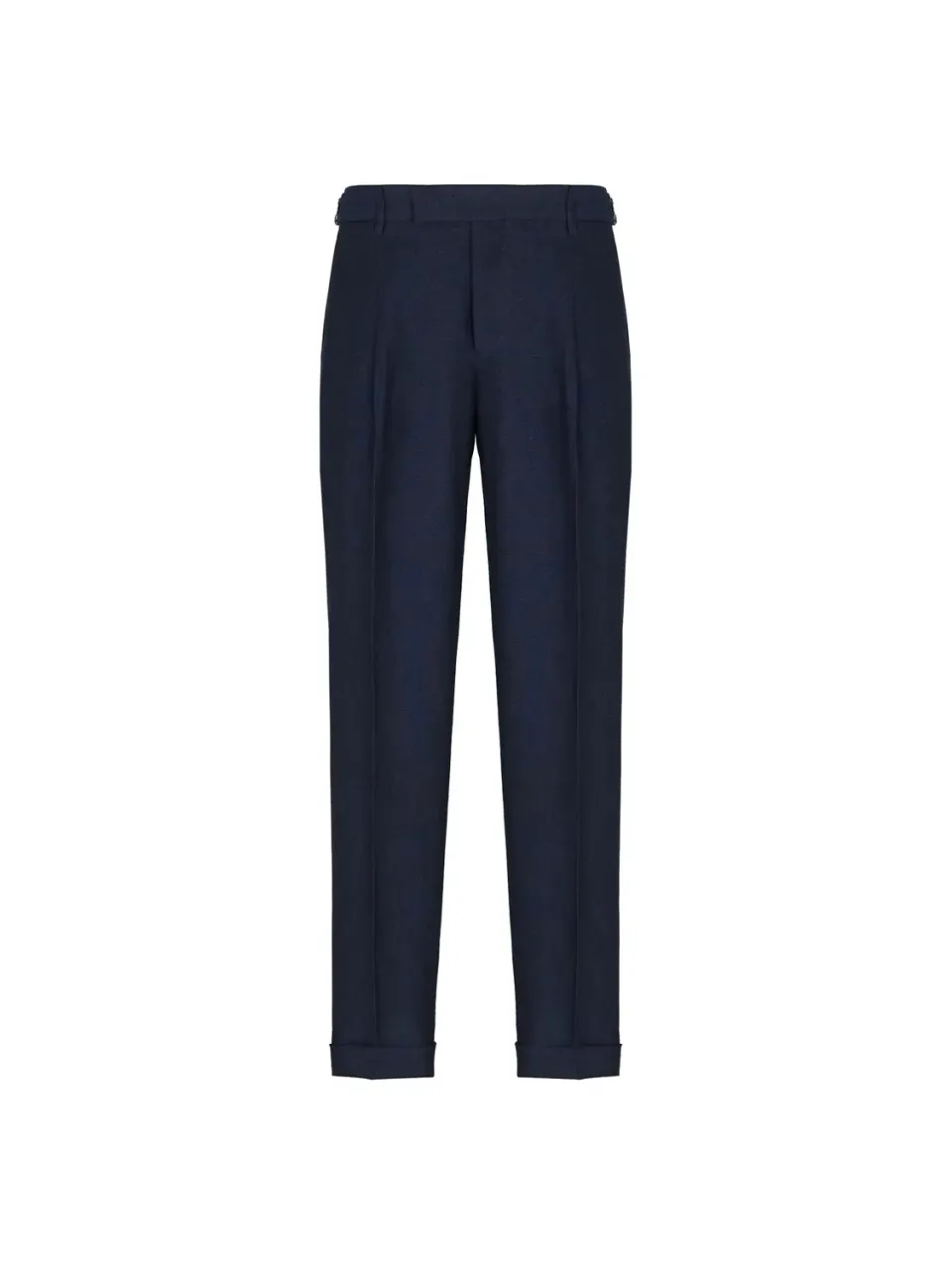 Paoloni Pantalone una Pinces Lino Blu regular fit