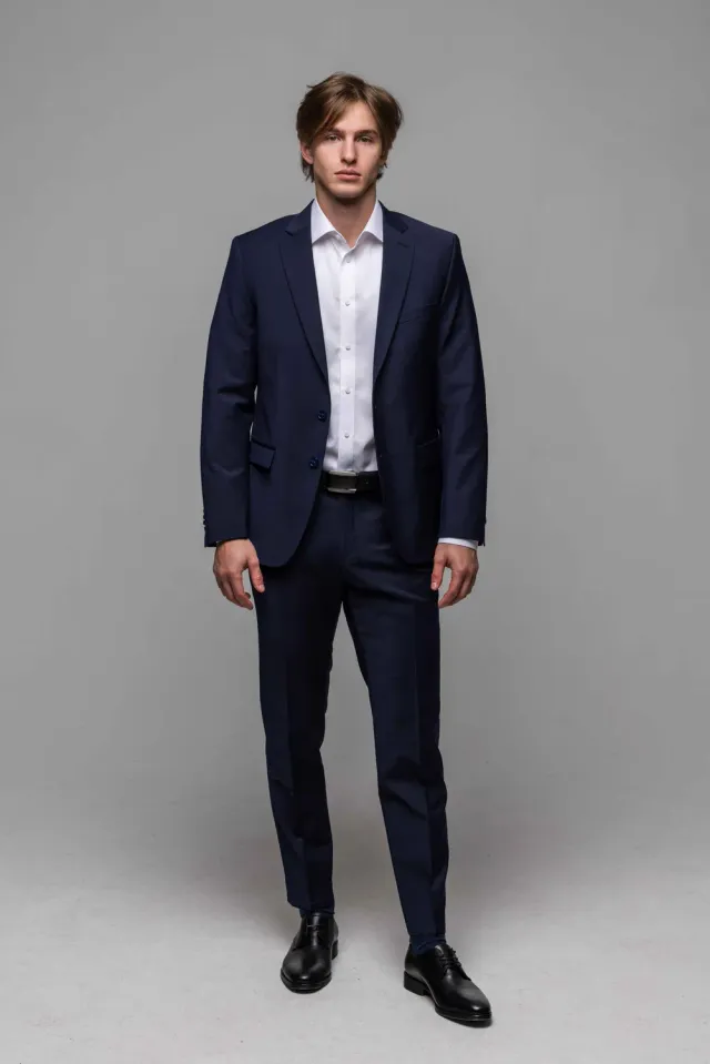 Alain Delon giacca blu basic slim fit uomo lana