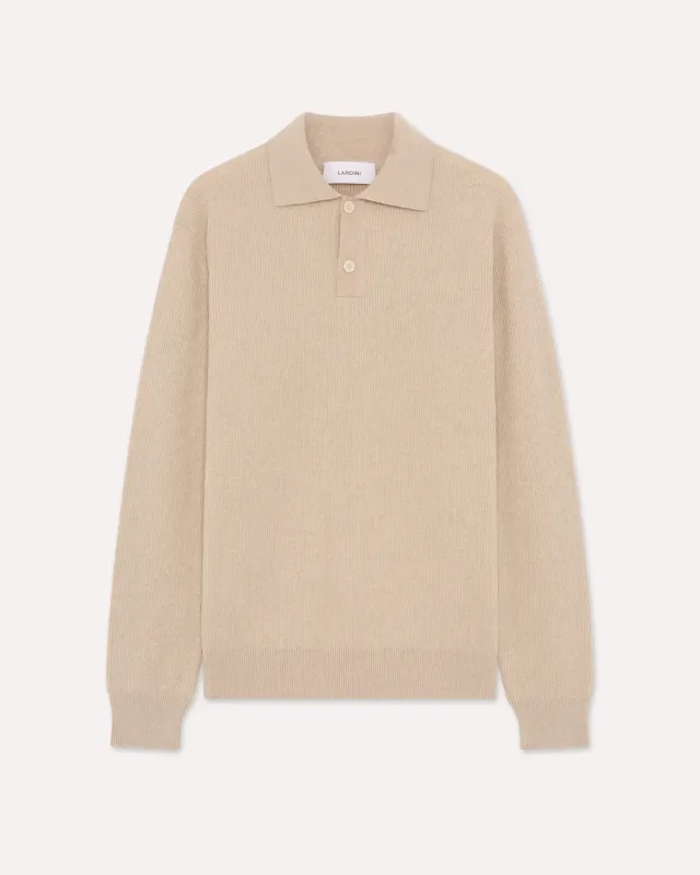 Lardini polo beige lana cashmere manica lunga