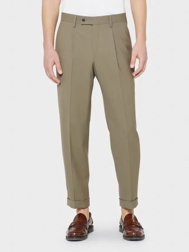 Caruso Houdini pantalone tropical lana khaki