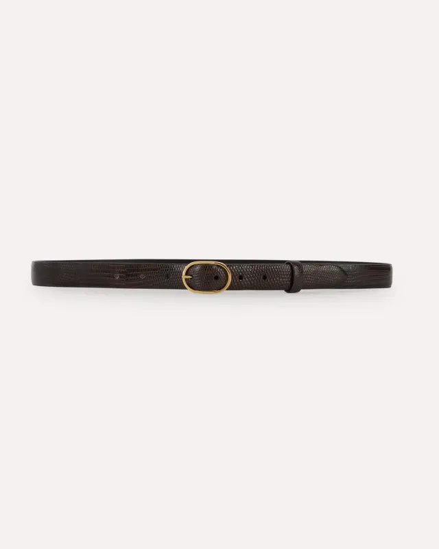 Lardini cintura pelle lucertola marrone 25 mm