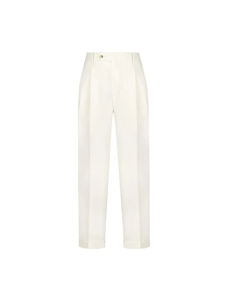 Paoloni Pantalone doppia pinces flanella lana bianco