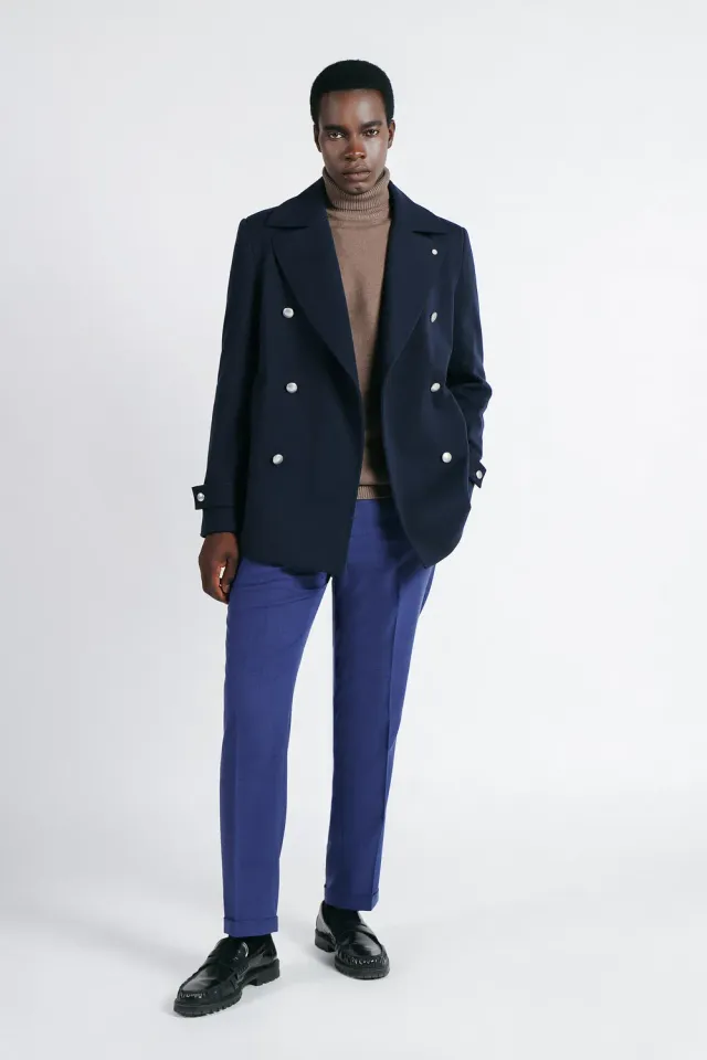 Sonny Bono Doppio Petto Cappotto Bleu Bottoni Argento