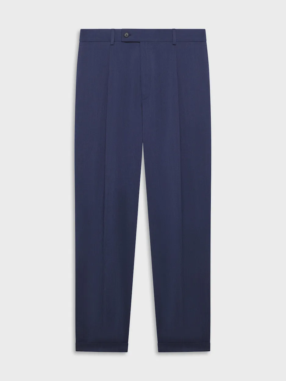 Caruso pantalone carrot fit flanella lana blu